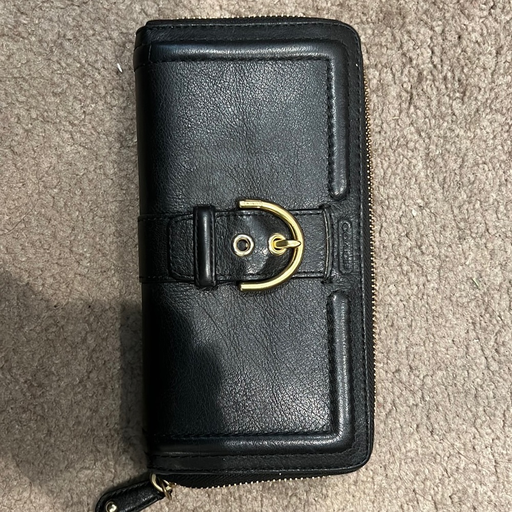 Coach leather Wallet Black -Zip